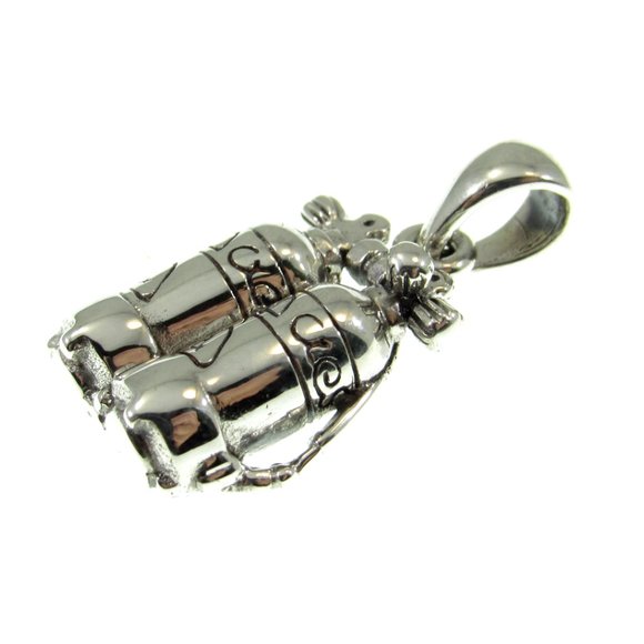 Solid 925 Sterling Silver Scuba Diver Dual Diving Air Tanks Deep Sea Pendant - Picture 7 of 8